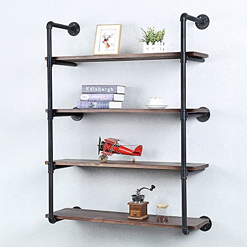 Industrial Pipe Shelves With Wood Planks