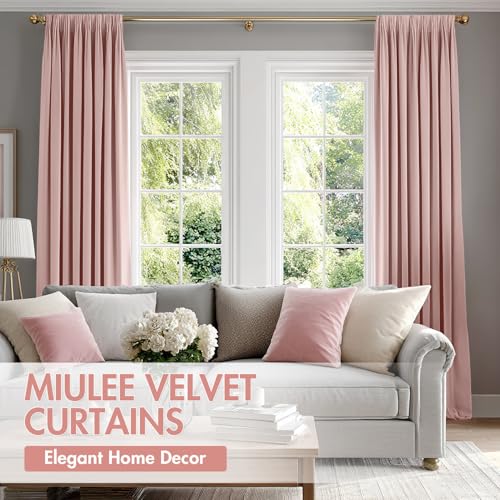 Light Pink Blackout Velvet Curtains Drapes 108 Inch Long 52"x108" (2 Count)