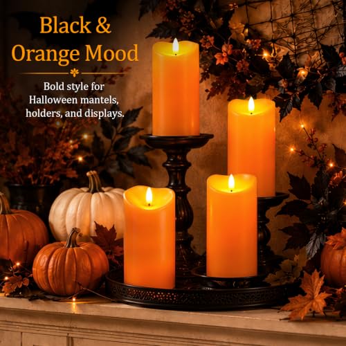Halloween Orange Waterproof LED Candles (2 Count)