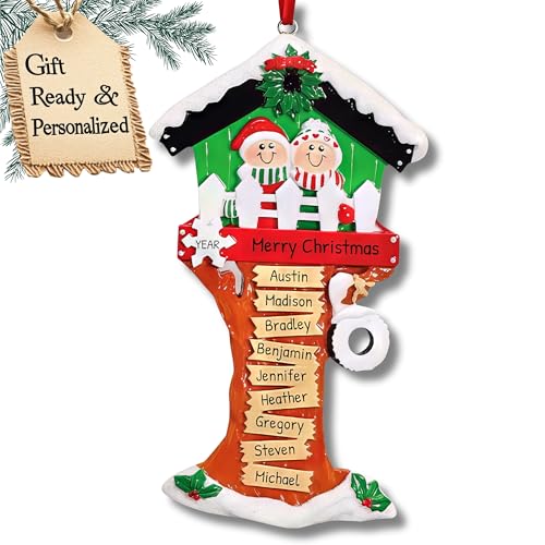 3D Treehouse Family of 9 Ornament 2026 Personalized Family Christmas Ornaments 2026