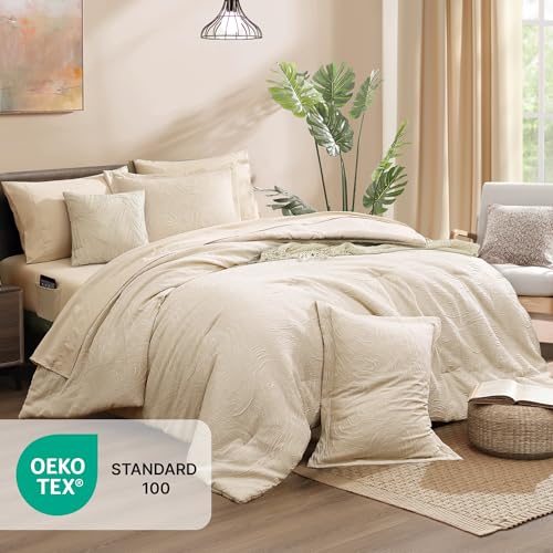 King Size Comforter Set 7 Pieces Birch Marble Bed in a Bag
