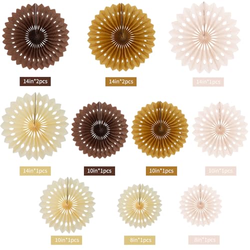 12packs Honeycomb Round Paper Fans Brown Hanging Party Decoration (12 Count)