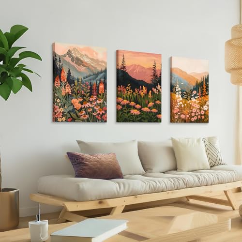 Framed Mountain Wildflower Wall Art Set of 3 (3 Count)
