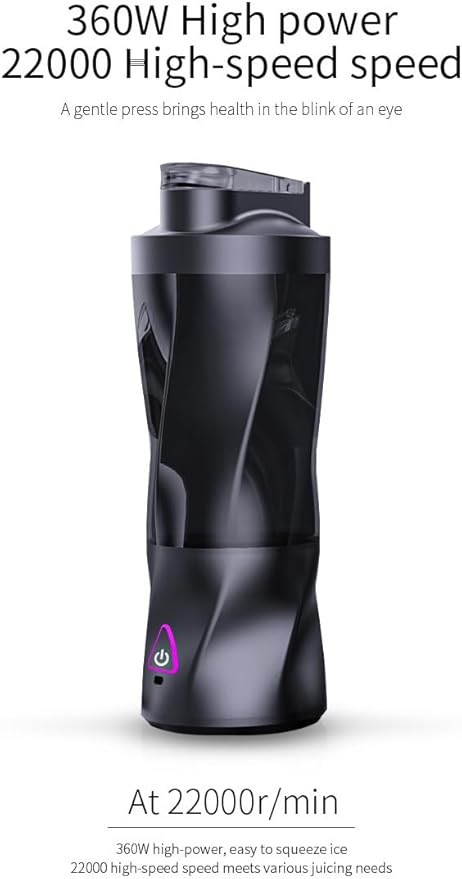 Personal Juice Blender With 24-Ounce Capacity Portable Mixing Cup USB Rechargeable Smoothie Maker BPA-Free With Leak-Proof Lid Suitable For Travel Fitness Camping And Home Use (Black)