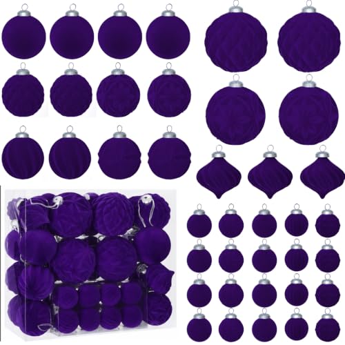 46PCS Velvet Christmas Ball Ornaments Set (46 Count)