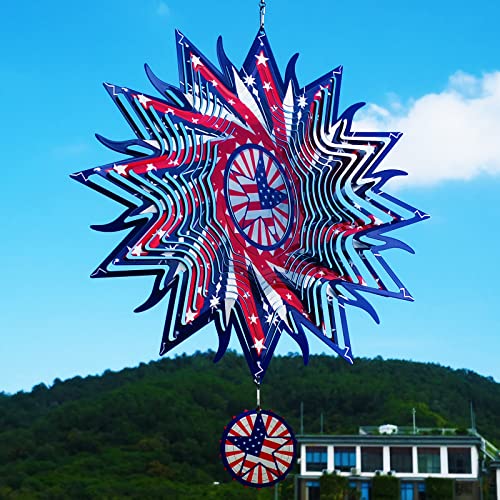 12in American Flag Patriotic Wind Spinner Gifts for Men Dad
