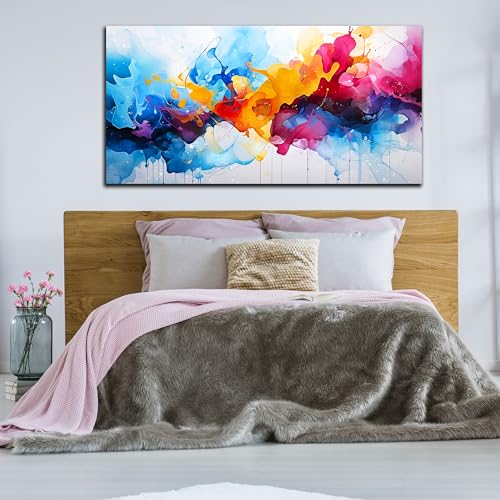 Colorful Abstract Canvas Wall Art for Living Room Bedroom Home Office Modern Wall Decor Blue Orange Pink Gray Abstract Picture Ready to Hang Size 30x60