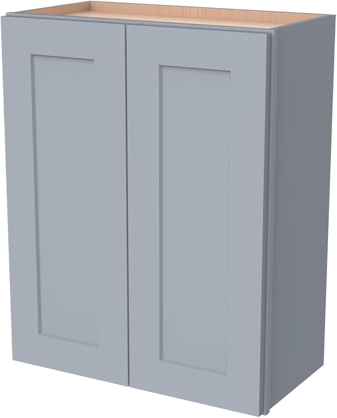 Wall-Mounted Cabinet – Solid Wood Shaker Style Medicine Cabinet with Adjustable Shelves & Soft-Close Doors for Bathroom, Kitchen, and Office Storage (Grey, 36" W x 12" D x 36" H)