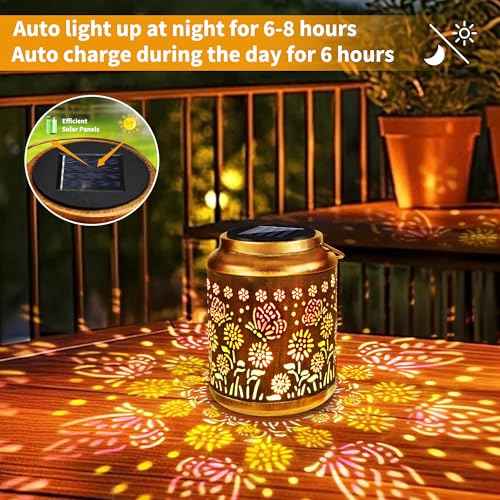 Butterfly Solar Lantern Lights with Colorful Projection (2 Count)