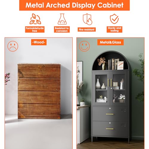 Tall Black Arched Bookcase
