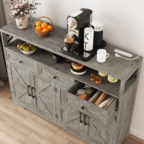 Farmhouse Buffet Cabinet with Drawers & Barn Doors