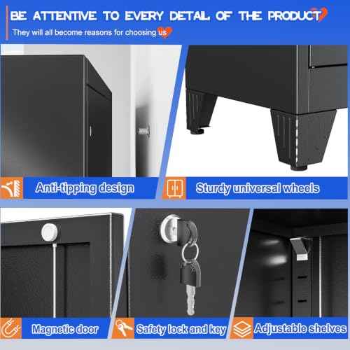 79" Tall Metal Pantry Storage Cabinet with Lock