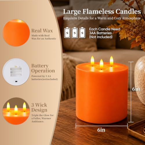 3 Wick Extra Large Flameless Pillar Candle with Timer Remote