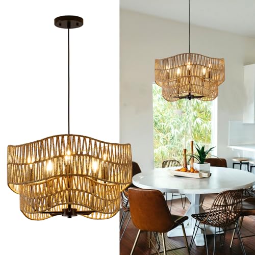 19.68" Large Rattan Chandelier