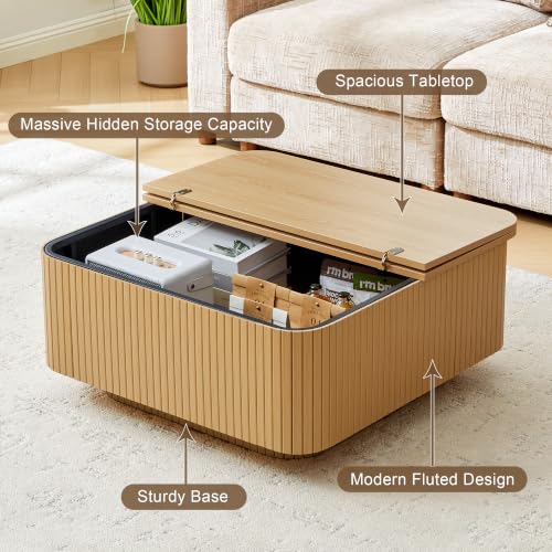 31.5" Square Coffee Table with Storage
