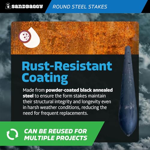 12" Round Steel Concrete Form Stakes with Nail Holes