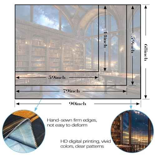 Gothic Library Tapestry Vintage Medieval Bookshelf Tapestries Wall Hanging Fantasy Space Academia Book Extra Large Tapestry for Bedroom Living Room Dorm Classroom 90 x 68 inch