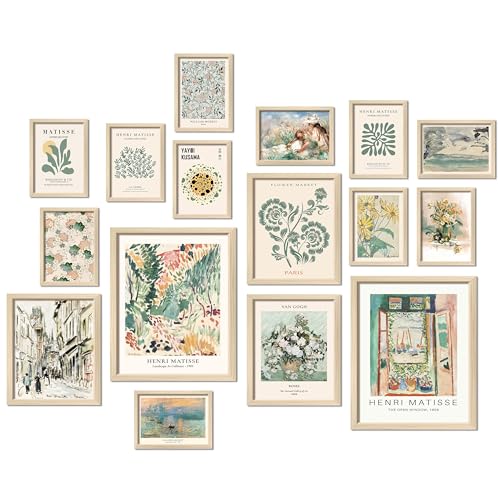 16 PCS Framed Sage Green Wall Art Decor