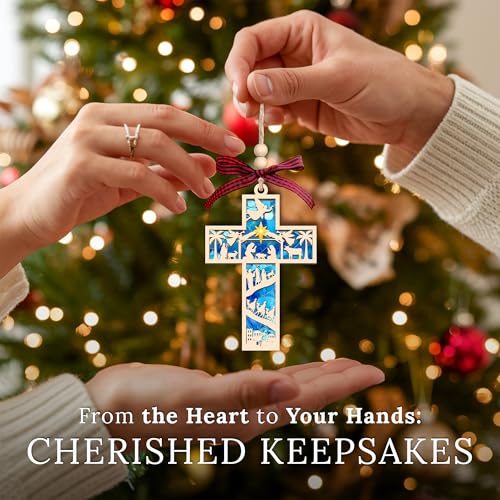 Nativity Cross Ornament for Christmas Tree
