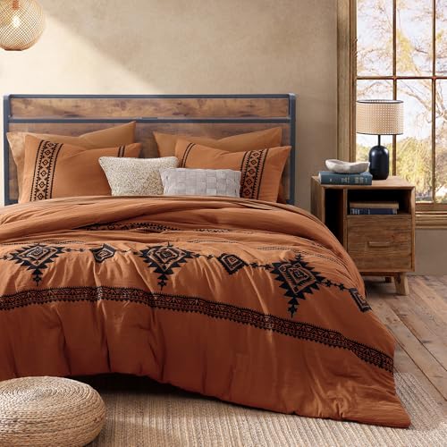 Embroidery California King Comforter Set 7 Pieces Bed in a Bag