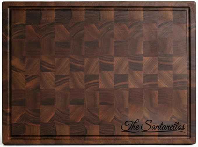 Handmade Personalized Walnut End Grain Cutting Board – Custom Engraved Wood Chopping Block, Perfect Gift for Home Chefs by GrainWoods (21x15x2 Inches)