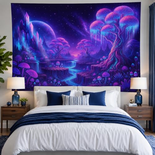 Blacklight Tapestry Fantasy Forest Wall Hanging 78 x 59 Inch