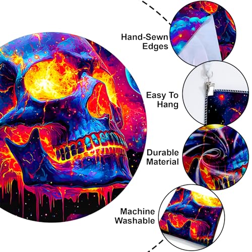 Blacklight Halloween Tapestry Horror Moon Night Scary Cemetery Pumpkin Lantern Halloween Tapestry Wall Hanging Skull Horror Poster Banners for Bedroom Livingroom