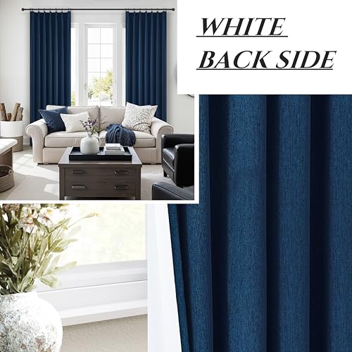 Navy Blue Blackout Curtains 84 Inch Length for Kids (2 Count)