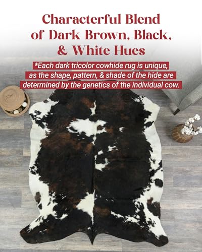 Dark Tricolor Cowhide Rug 5x7 ft