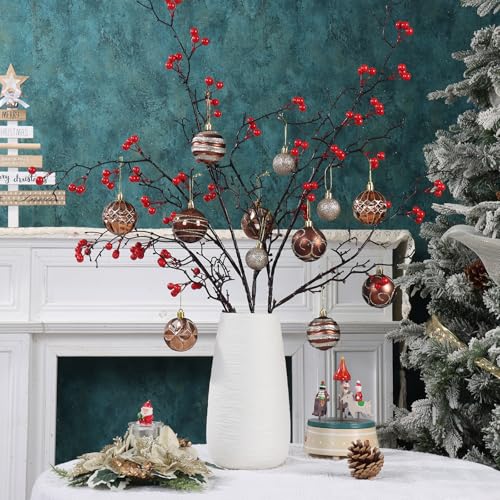 Brown and Gold Christmas Ornaments Set