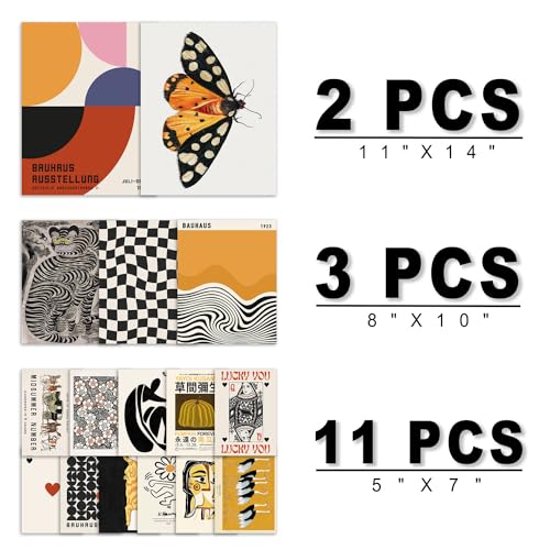 16 PCS Wall Art Unframed Eclectic Wall Art Decor (16 Count)