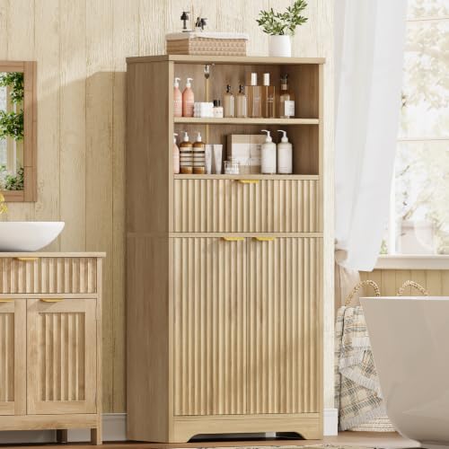 Tall Storage Cabinet with Adjustable Shelf & Drawer