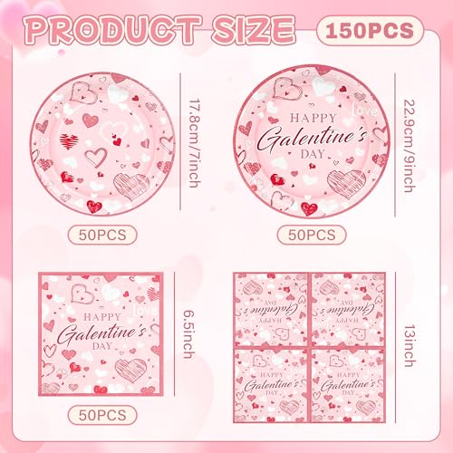 150Pcs Galentine's Day Plates and Napkins (150 Count)