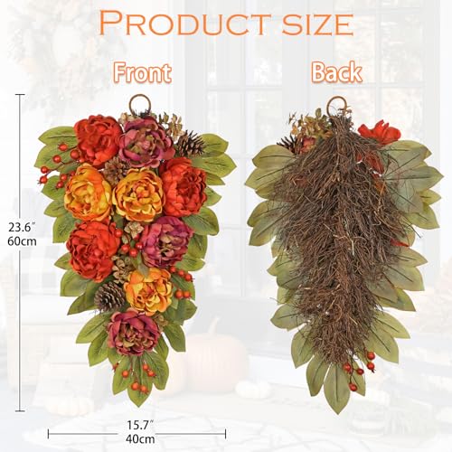 Fall Teardrop Swag with Peonies