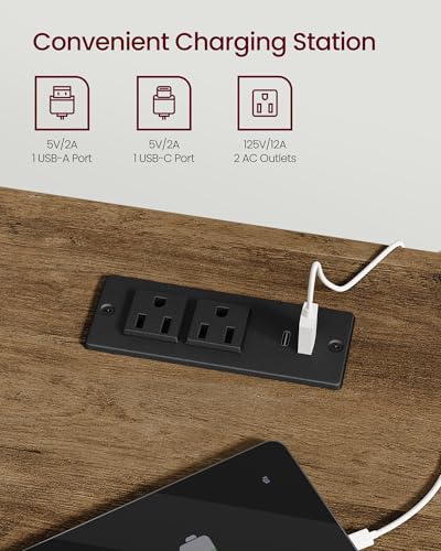 Farmhouse Nightstand with Charging Station