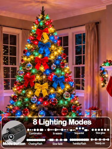 2 Pack Extendable Christmas String Lights Indoor Outdoor 200 LED Multicolor