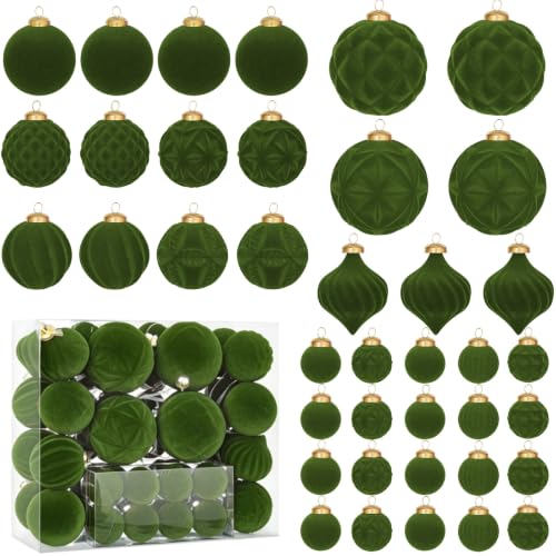 46PCS Velvet Christmas Ball Ornaments Set (46 Count)