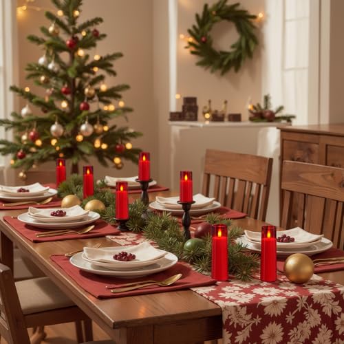 Red Flameless LED Pillar Candles (9 Count)