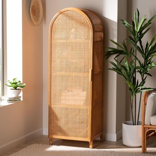 Paloma Arched Rattan Accent Cabinet with Shelves