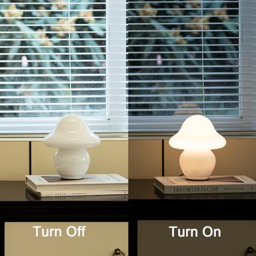 Mushroom Lamp Glass Mushroom Table Lamp for Bedrooms