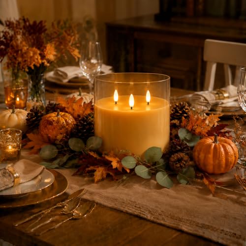 Amber Large Glass Flameless LED Candle