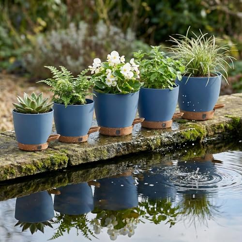 5 Pack Reservoir & Drainage Plastic Flower Pots (5 Count)