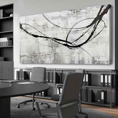 Large Living Room Wall Decor Abstract Canvas Wall Art Black Wall Decor Contemporary Dining Room Pictures Office Home Decorations 29"x 58" Hallway Decor