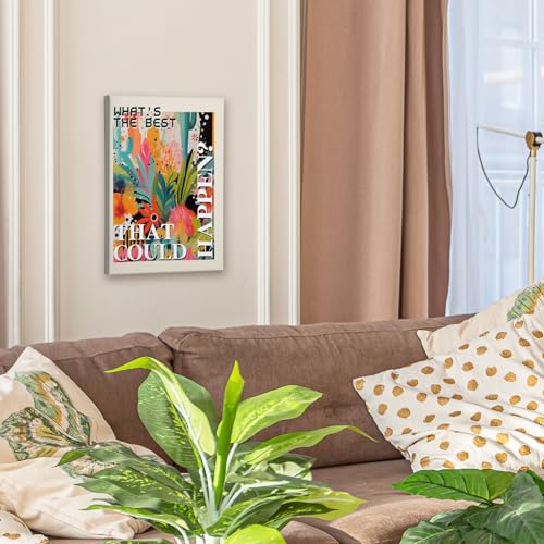 What's the Best That Could Happen Maximalist Floral Framed Canvas Painting Wall Art Decor