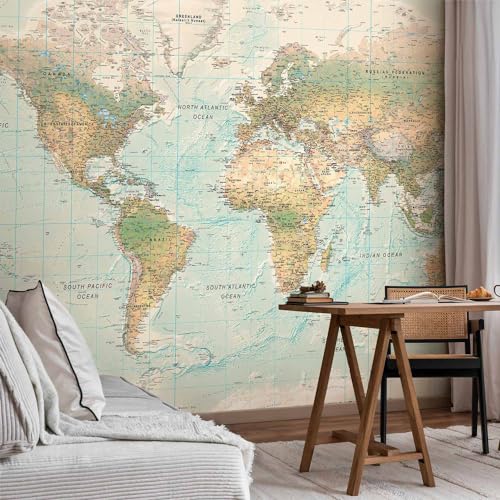 Wall Mural World Map 138x101 in (96.44 Sq Ft)