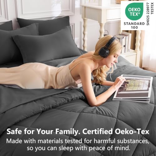 King Size Comforter Set Dark Grey