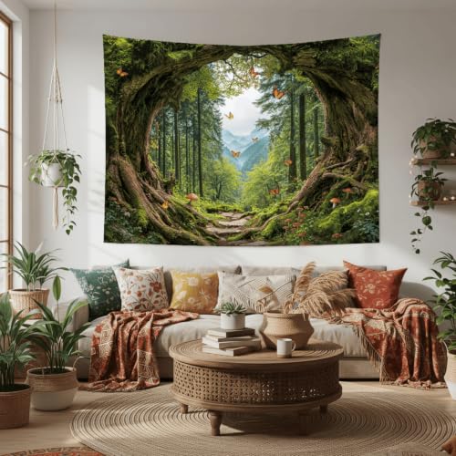 Green Nature Forest Tapestry 48x36 Inch