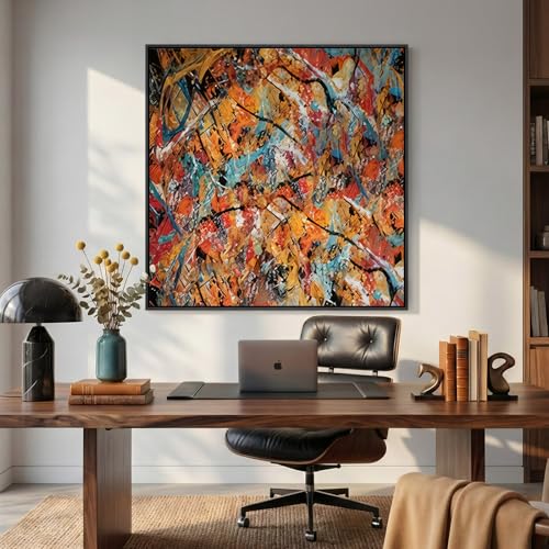 Large Framed Colorful Abstract Wall Art