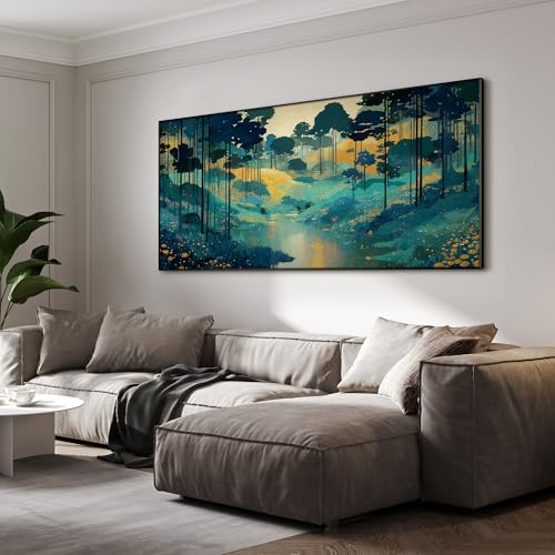 24"x46" Extra Large Framed Wall Art Whimsical Fantasy Forest