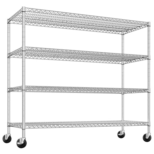 Set of 2 Storage Shelves Metal Shelving with Wheels (2 Count)